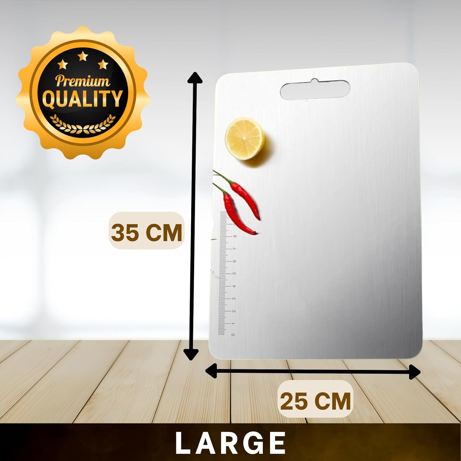 Large Stainless Steel Cutting Board for Kitchen Heavy-Duty Metal Chopping Board, Big Size Pad (35 cm X 24.5 cm)