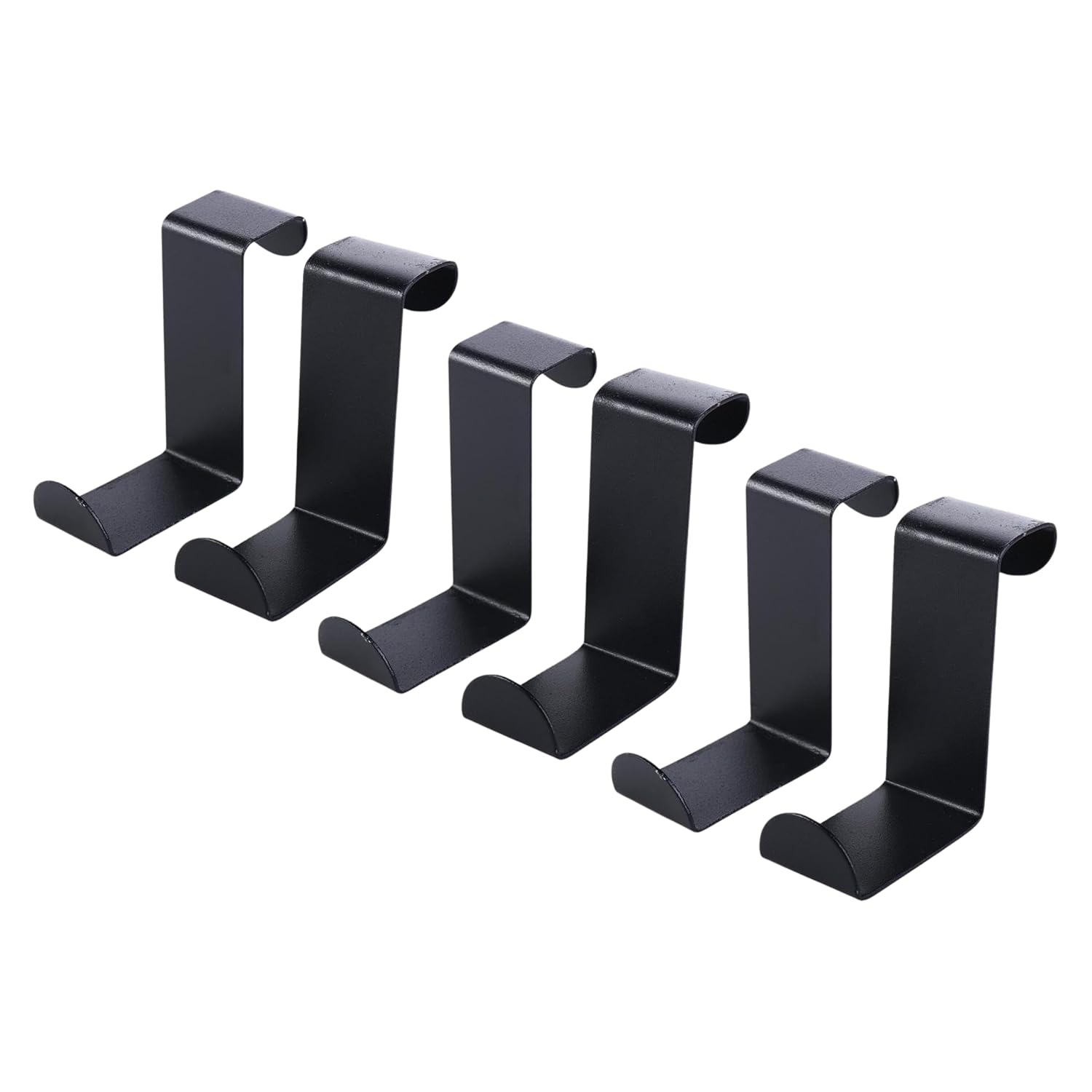 AMF INDIA Black Stainless Steel Over Door Hook for Clothes, Towels & Wreaths, Heavy-Duty Door Hanger for Kitchen & Bathroom (Pack of 6)