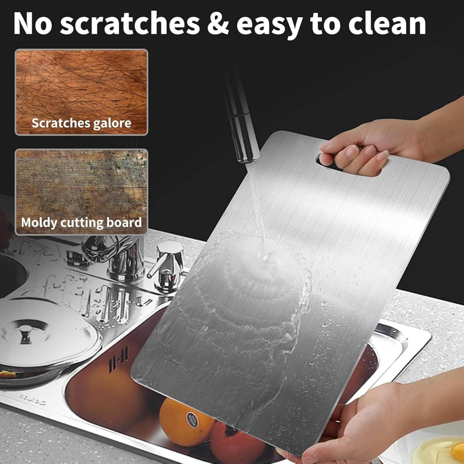 Large Stainless Steel Cutting Board for Kitchen Heavy-Duty Metal Chopping Board, Big Size Pad (35 cm X 24.5 cm)