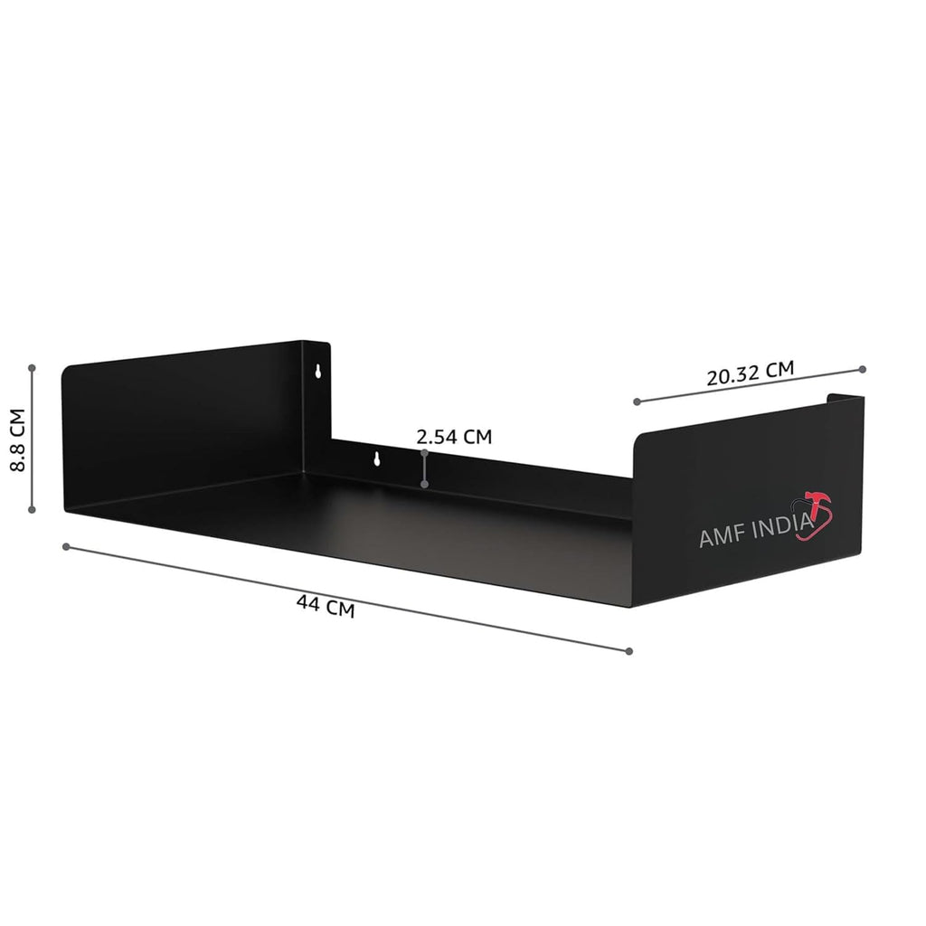 Heavy-Duty Wall Mount Metal U Shape Shelves for Home | Bookshelf CD DVD Storage Display Bookcase | Set of 2 | Black