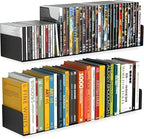 Heavy-Duty Wall Mount Metal U Shape Shelves for Home | Bookshelf CD DVD Storage Display Bookcase | Set of 2 | Black