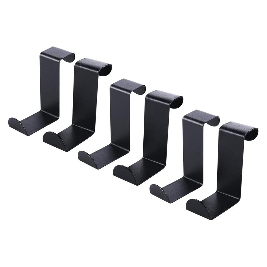AMF INDIA Black Stainless Steel Over Door Hook for Clothes, Towels & Wreaths, Heavy-Duty Door Hanger for Kitchen & Bathroom (Pack of 6)
