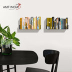 Heavy-Duty Wall Mount Metal U Shape Shelves for Home | Bookshelf CD DVD Storage Display Bookcase | Set of 2 | Black