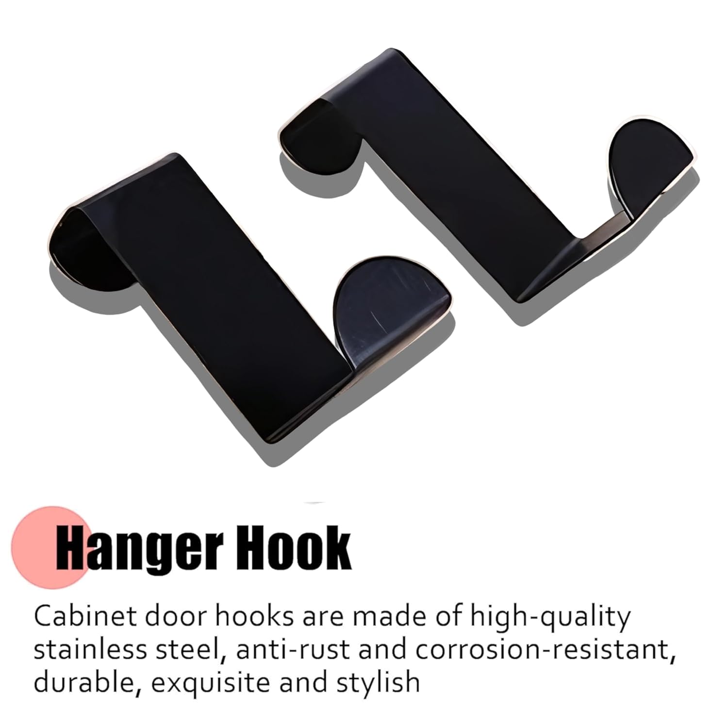 AMF INDIA Black Stainless Steel Over Door Hook for Clothes, Towels & Wreaths, Heavy-Duty Door Hanger for Kitchen & Bathroom (Pack of 6)