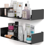 Heavy-Duty Wall Mount Metal U Shape Shelves for Home | Bookshelf CD DVD Storage Display Bookcase | Set of 2 | Black