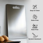 Large Stainless Steel Cutting Board for Kitchen Heavy-Duty Metal Chopping Board, Big Size Pad (35 cm X 24.5 cm)
