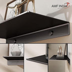 Metal Floating Wall Shelf Rack for Bluetooth Speaker, Wi-Fi Camera & Plant Pot, Wall Mounted Display Rack for Home Decor, Living Room, Bedroom (Black)